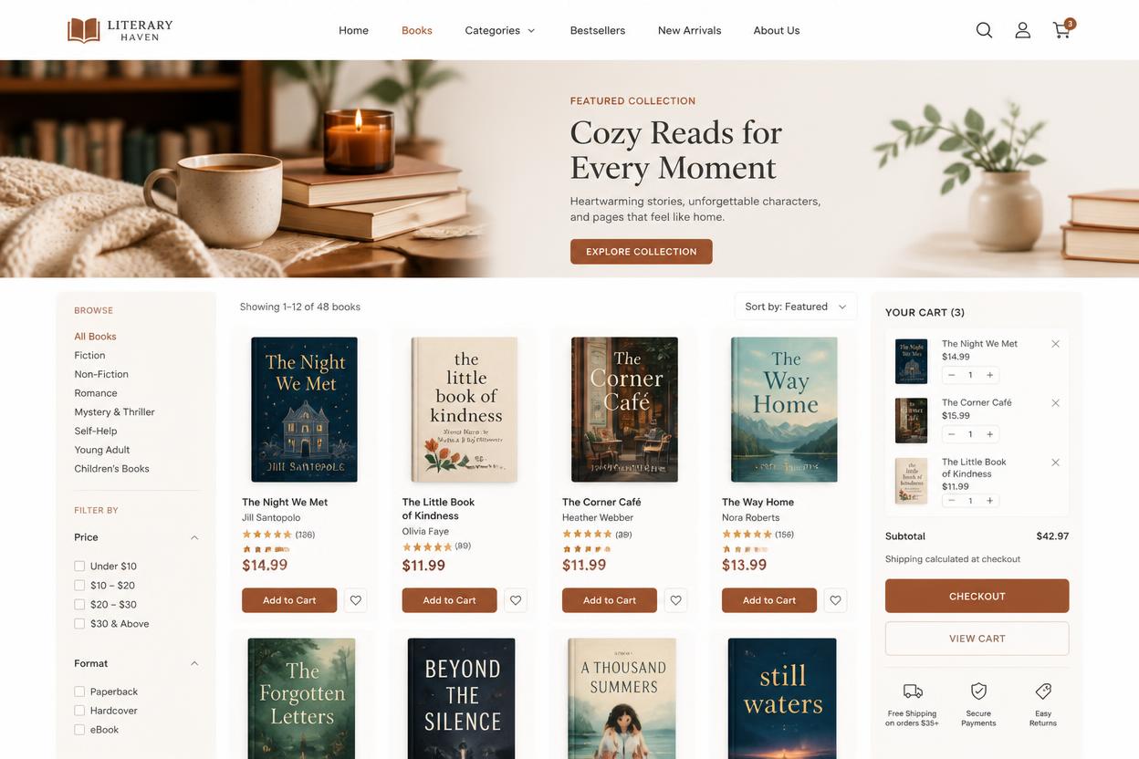 Literary Haven — Shopify store we designed and built